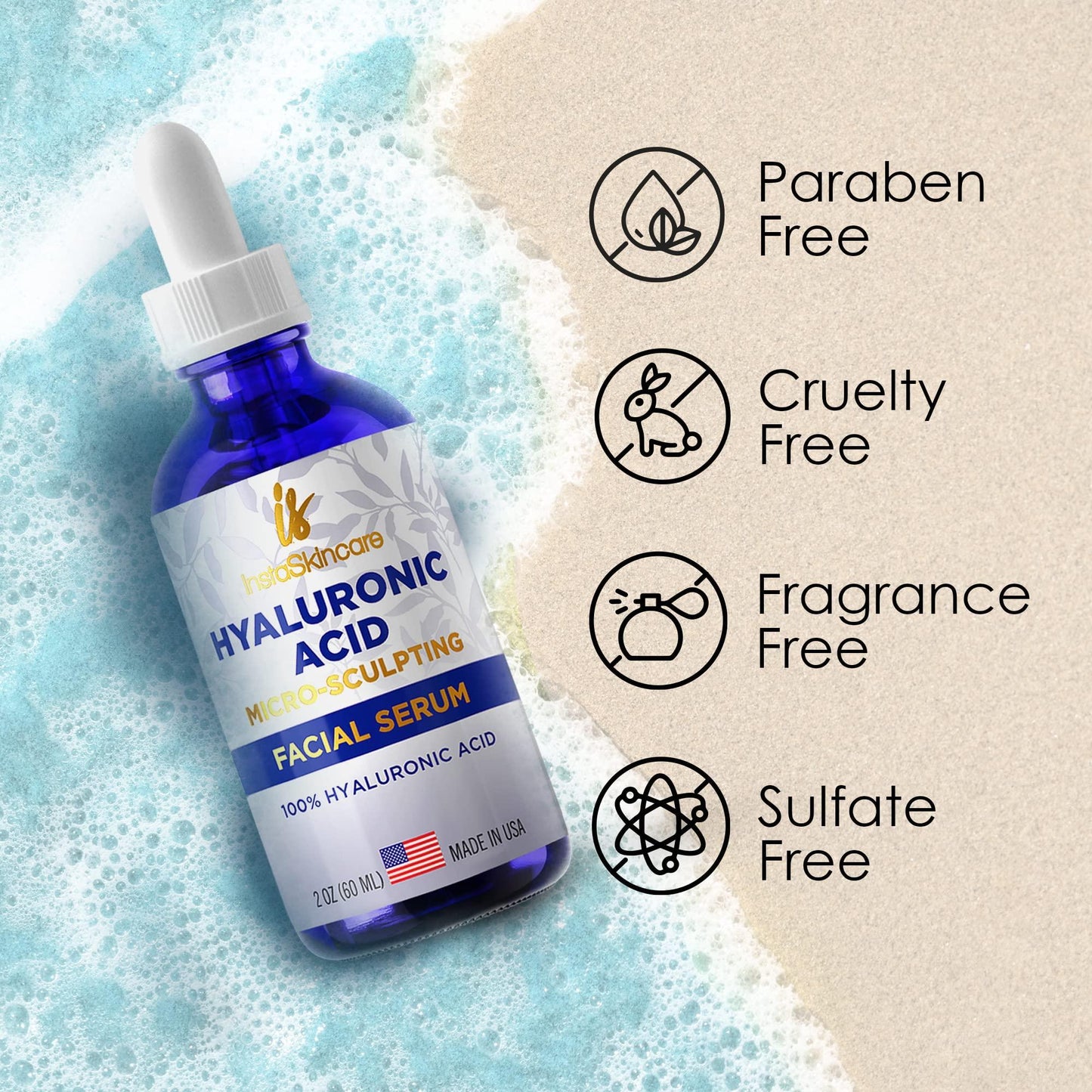 Pure Hyaluronic Acid Serum for Face (2 Oz) Serum for Skin and Lips