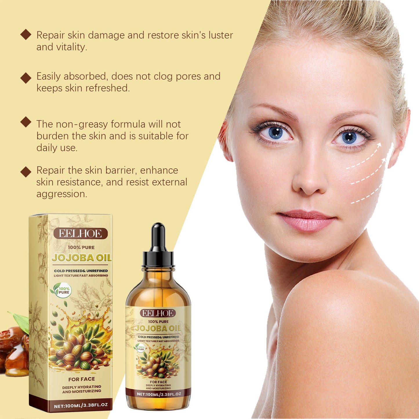 Eelhoe Jojoba Face Essential Oil, Facial Moisturizing, Moisturizing,