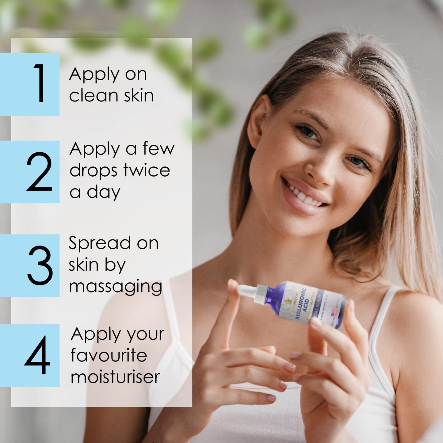 Pure Hyaluronic Acid Serum for Face (2 Oz) Serum for Skin and Lips