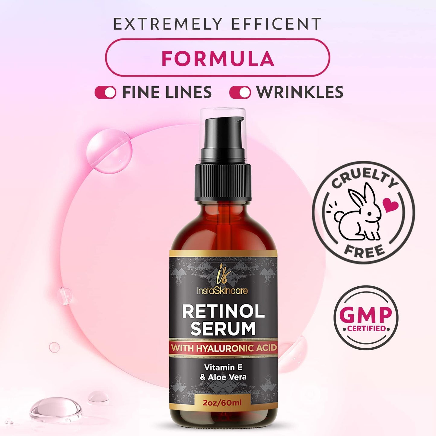 DOUBLE SIZED (2Oz) Retinol Serum for Face with Hyaluronic Acid