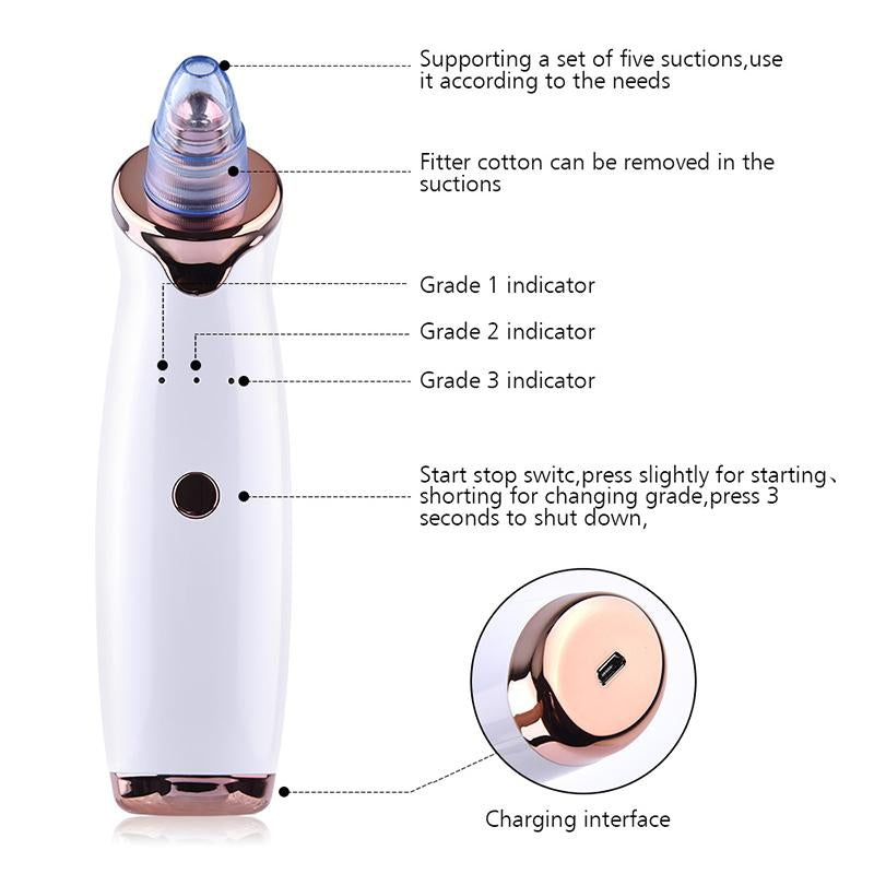 Pore Vacuum Blackhead Remover Suction Acne Peeling Pore Face Cleanser