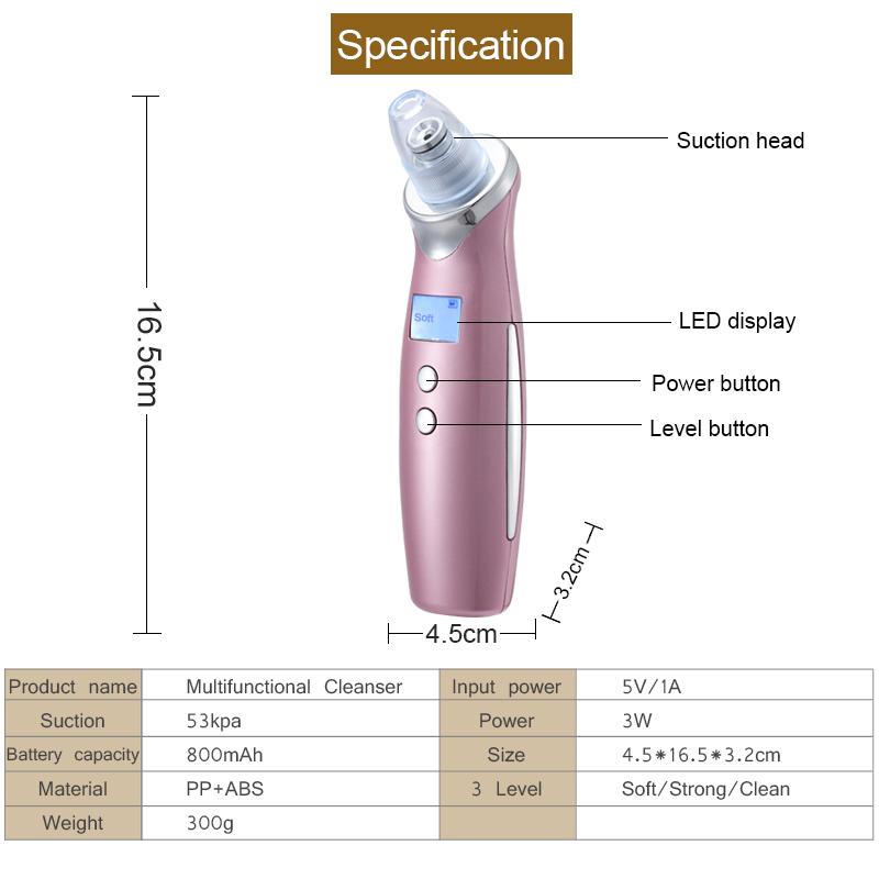 Face Pore Cleaner Blackhead Remover Vacuum Comedo Suction Diamond